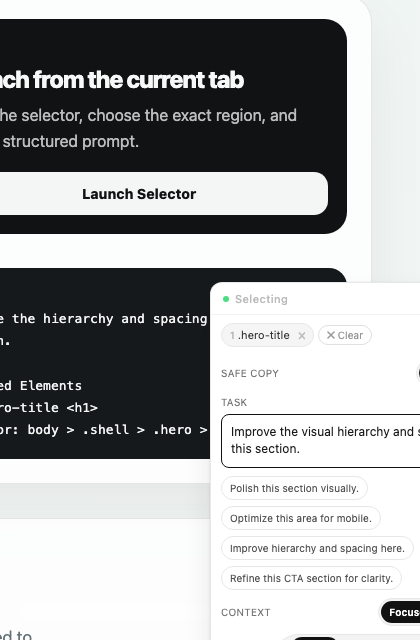 Copy panel screenshot